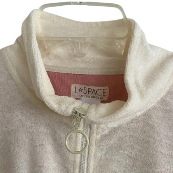 NWT - L*Space Back At It 2pc Set Sweatpants Sweatshirt Cream & Pink Size: M - Picture 10 of 11